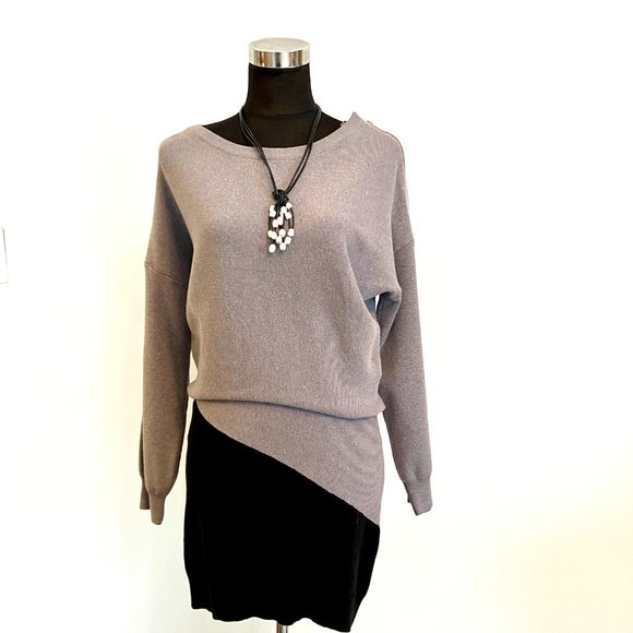 NWT Gray & Black Long Sleeve Sweater Dress Tunic with Zipper Accent - Picture 8 of 10
